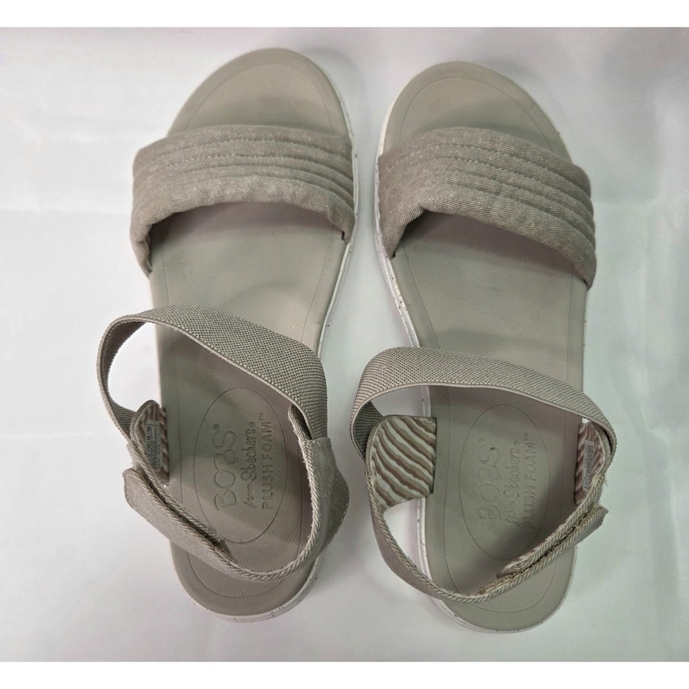 Skechers Bobs Summer Skipper Optical Chill Plush Foam Sandal Taupe Sz 9 Comfort - Picture 5 of 8